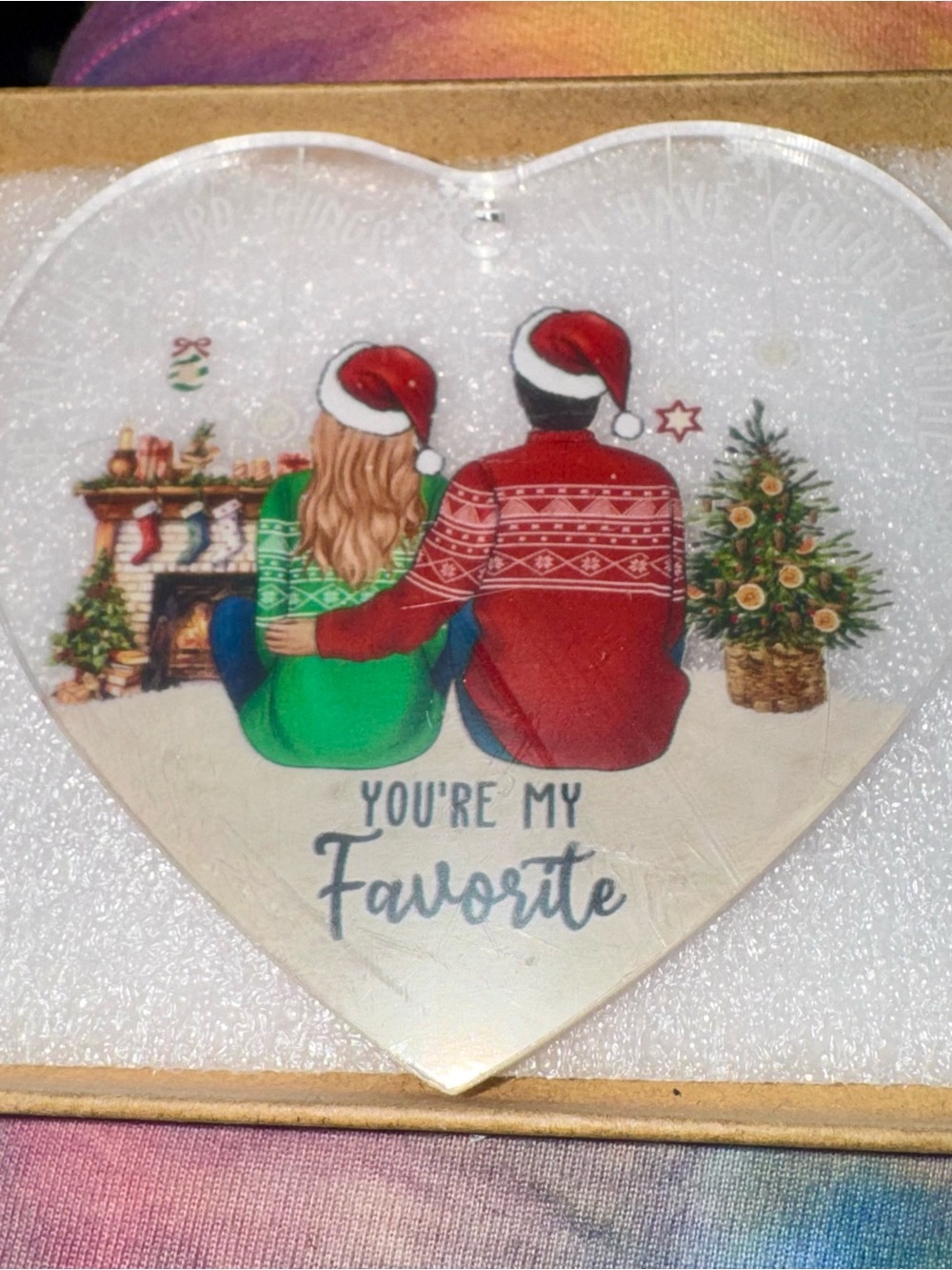 Holiday Heart Ornament - You're My Favorite (Red & Green)